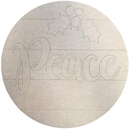 Wooden Christmas Circle, 12'' Peace Unfinished Cutout (Sizes 10"-30")