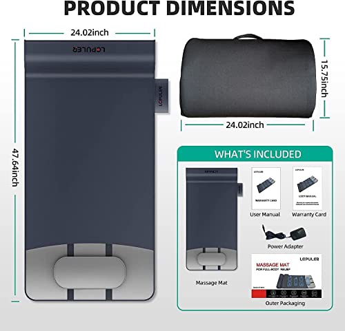 Lepuler Massage Mat, Massaging Pad With Twist & Stretch & Flow 7 Massage Modes, Full Body Massage Mats For Back Pain Relief, Adjustable Vibrating Massager For Bed Sofa Floor Home Office Couch #TOP6