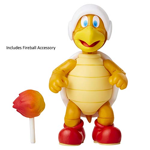 World of Nintendo Nintendo Super Mario Fire Hammer Bro 4” Articulated Figure with Fire Ball