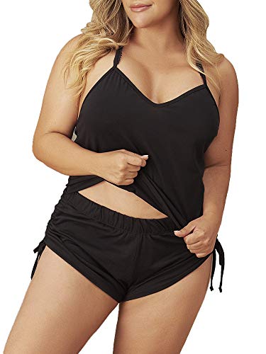 Mapale Plus Size Camisole Knit Pajama Set, 2X/3X, Red