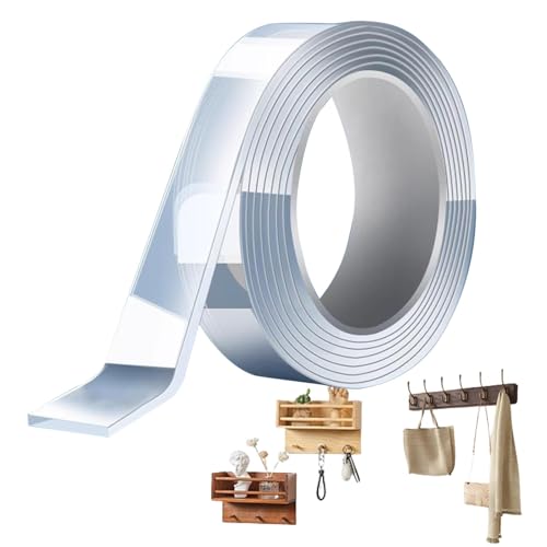 Cinta de doble cara - Rollo de cinta transparente resistente | Cinta de montaje extraíble, impermeable y cortable para paredes, azulejos, cerámica, madera, adhesivo fuerte para el hogar, oficinas y pr