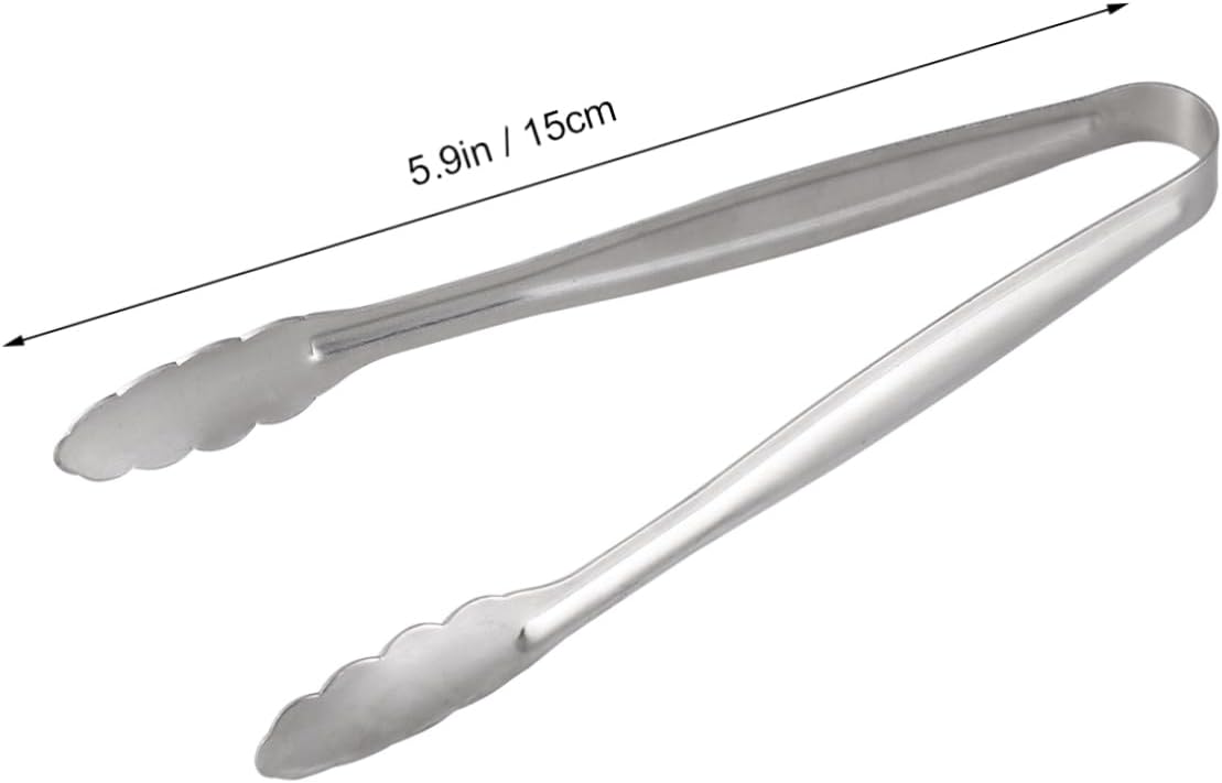 COLLBATH 4pcs Mini Stainless Steel Ice Cube Tongs Food Serving Tongs for Appetizers Bread Clip Bar Supplies Rustproof Lightweight