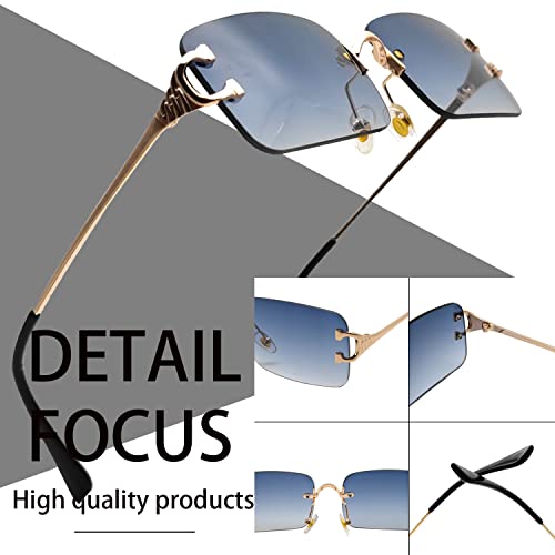 Rimless Sunglasses for Men Women 90s Frameless Rectangle Tinted Lens Sun Glasses Shades4