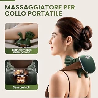 BeFit24 Massaggiatore Collo 4D Senza Fili | Massaggiatore Cervicale Riscaldante 2 Livelli | 3 Modalita Kneten | Massaggiatore Collo Massaggio Profondo USB 5V 2000mAh Portatile | Verde