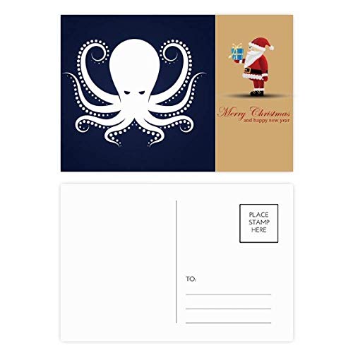 Cartes postales Père Noël Octopus décoration de table et vœux créatifs marins lot de 20