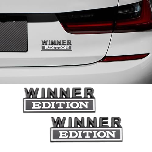 2 Pcs Winner Edition Emblem Car Side Rear Front Hood Trunk Door Badge 3D Decal Sticker Fit for Car Truck SUV (Winner, Black White)