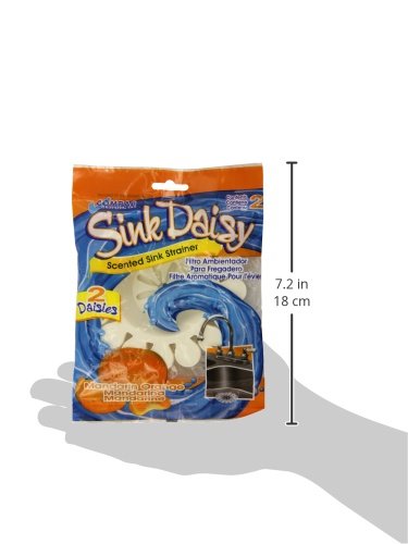 Compac Sink Daisy, Scented Kitchen Sink Strainer - infuses & Freshens Your Sink with Crisp, Clean, Exciting Scents, While Protecting Garbage Disposals & Drains, Mandarin, 2 Count