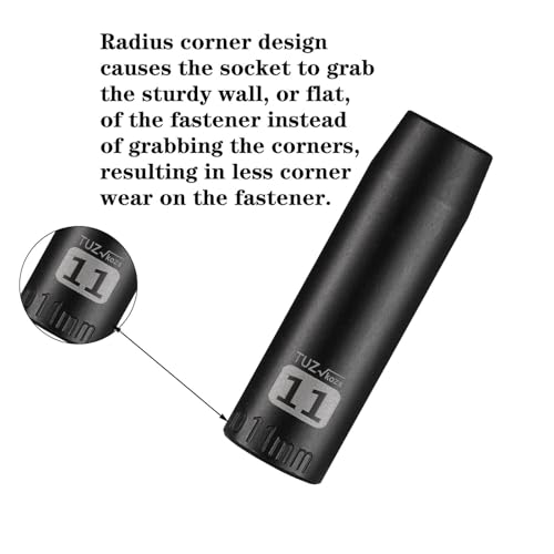 Image of 3 /8 inch Square Drive 11mm Metric Impact Socket,Hex Deep Socket Design,CR-MO Steel for Nut repair for Any Application