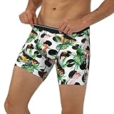 Calzoncillos largos para hombre con diseño de lunares, diseño de loro, hoja de tucán, con banda elástica, Negro , L