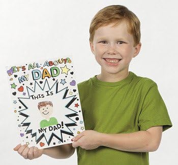 Fun Express All About My Dad Card Set of 12 - Giant Fathers Day Card from Kids to Color | DIY Fathers Day Crafts for Toddler, Preschool & Classroom | Fill in the Blank Questionnaire Design 8.5x11