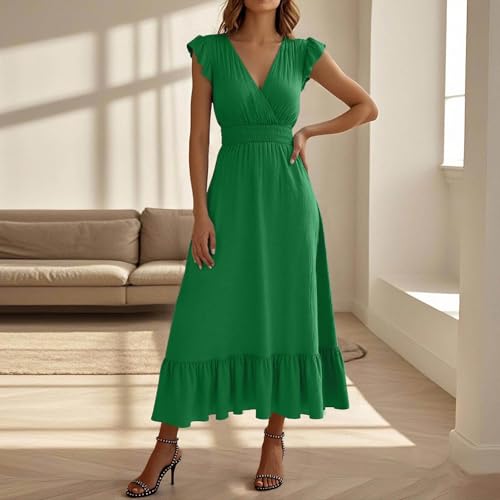Robe longue fluide col en V confortable et élégante - 2