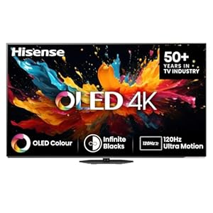 Hisense 65A85N 164cm (65 Zoll) Fernseher, 4K UHD OLED Smart TV, 120Hz, HDMI 2.1, Game Mode Pro, AMD FreeSync Premium, Dolby Vision IQ & Atmos, Bluetooth, Alexa Built-in, Schwarz, [2024]