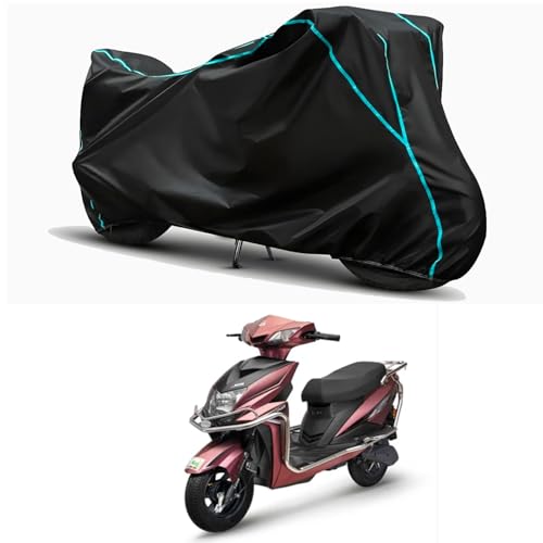 Image of Waterproof Bike Body Cover Compatible for | Tunwal Mini Lithino | Taffeta Fabric, Sky Piping Design, Bottom Elastic Fit | Dustproof, Sun UV & Rain Protection for All Weather.