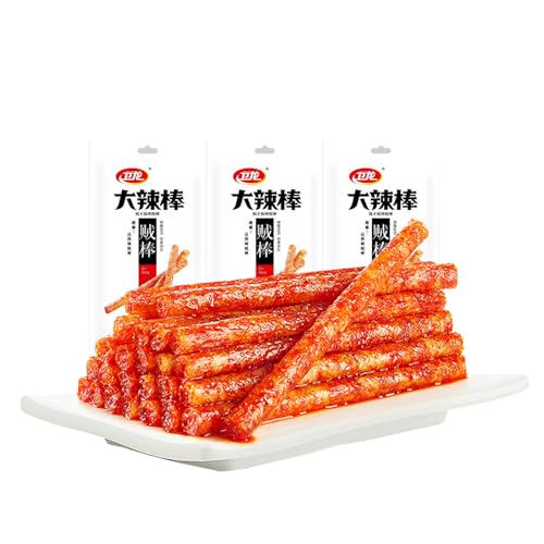 Spicy Strips - Spicy Gluten Latiao, Chinese Special Casual Snack Food, Made From Wheat/Chili/Spice, Low Sugar and Low Calories, Best Vegan, 78g (Pack of 3)