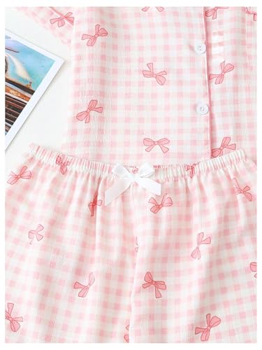 Image of Verdusa Pajamas For Women Set 2 Piece Summer Pajama Sets Cute Pjs Lounge Matching Button Shirt with Shorts