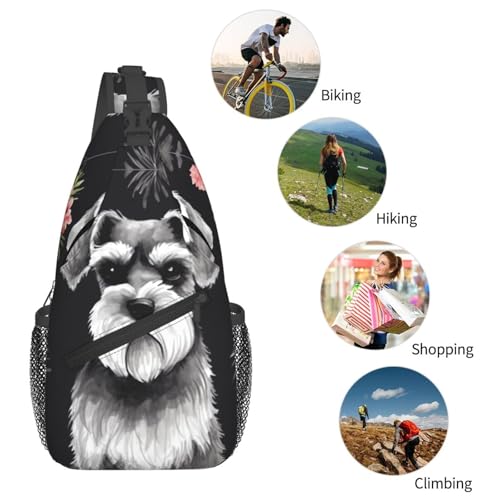 Mochila bandolera schnauzer negra unisex miniatura 5