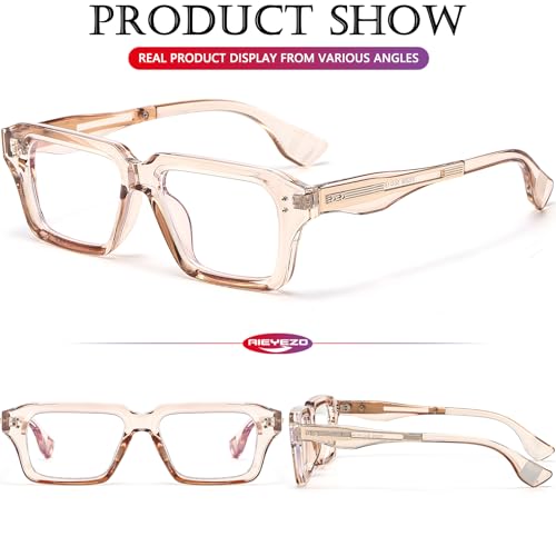 Image of AIEYEZO Fashion Square Blue Light Glasses for Men Women Retro Thick Frame Blue Light Blocking Computer Glasses