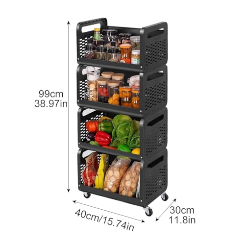 Cesta para frutas y verduras multifuncional de cocina con estante extraíble de tres niveles 5