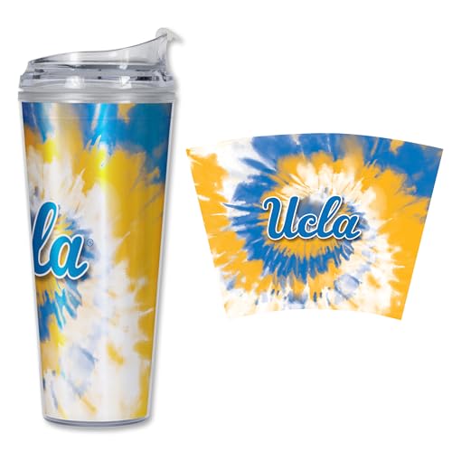 Image of Rico Industries NCAA Glitter 24oz Acrylic Glitter Tumbler with Hinged Lid, Officially Licensed Double Wall Tumbler with Straw