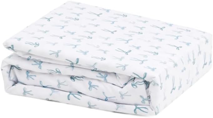 King Sheet Set, Blue Bow Pattern, Microfiber Polyester