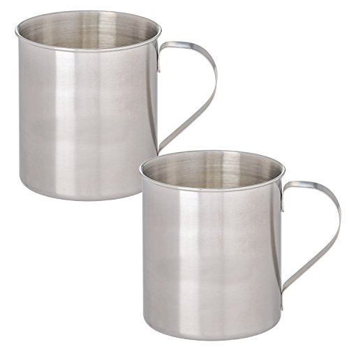 Thirsty Rhino Seles, Stainless Steel Moscow Mule Mug, Brushed Silver Finish, 12 oz (Set of 2)