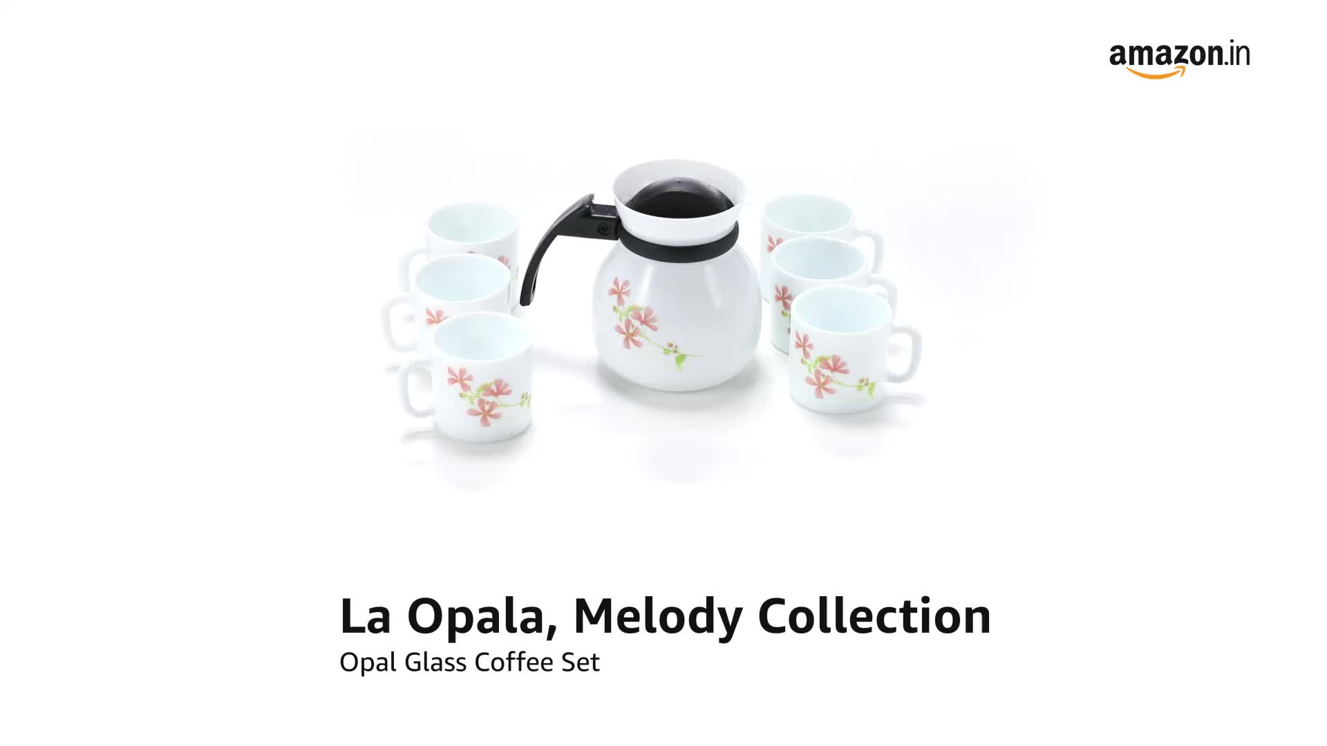 La Opala, Melody Collection, Opal Glass Coffee Set 7 pcs, Coral