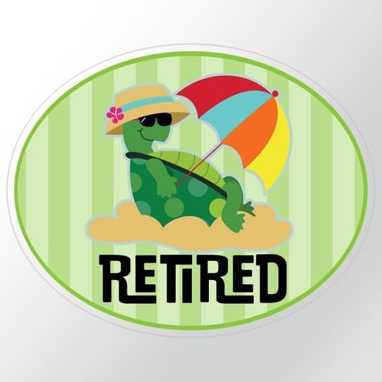 CafePress Retired Funny Retirement Medium Die Cut Sticker, 5.75" x 5.75" Clear