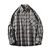Sinzelimin Men's Shirts Jacket Vintage Plaid Printed Long Sleeves Button Down Lapel Blouse Tops Big Tall Boys Blouse & Shirt Coffee Large
