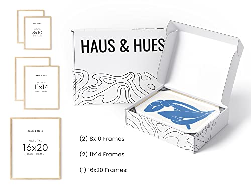 Haus And Hues Picture Frame Set - Set Of 5 Wall Frames Collage Set, Collage Photo Frames, Natural Wood Picture Frames, Gallery Wall Decor, (Two 8X10, Two 11X14, One 16X20 Framed Beige) #TOP3