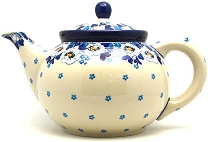 Polish Pottery Teapot - 1 1/4 qt. - White Poppy