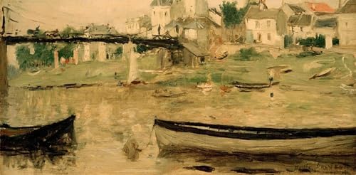 Toile Berthe Morisot Bateaux sur la Seine habillage grand mur vide salon 60x90cm