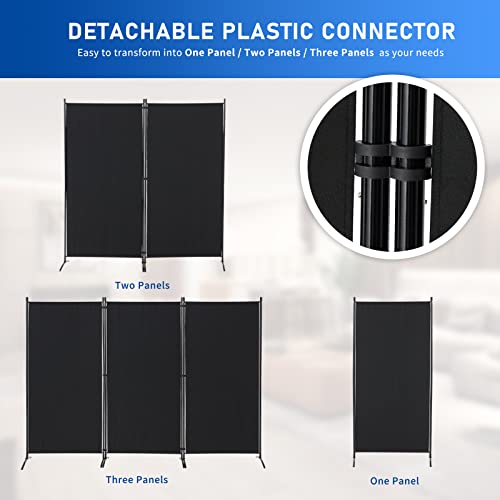 OUTGAVA 3 Panel Portable Room Divider Folding Partition Privacy Screen 6 FT Room Separator Freestanding Wall Divider for Office,Bedroom,102''W x 20''D x 71''H (Black) - Thumbnail 7