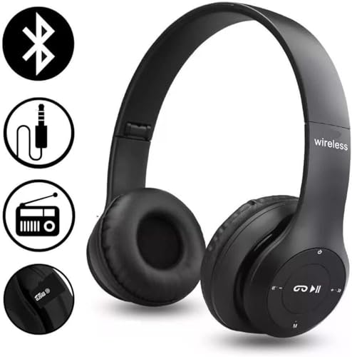 Image of INVICTO K47 Wireless Bluetooth Headphones Over Ear with Mic (Black)
