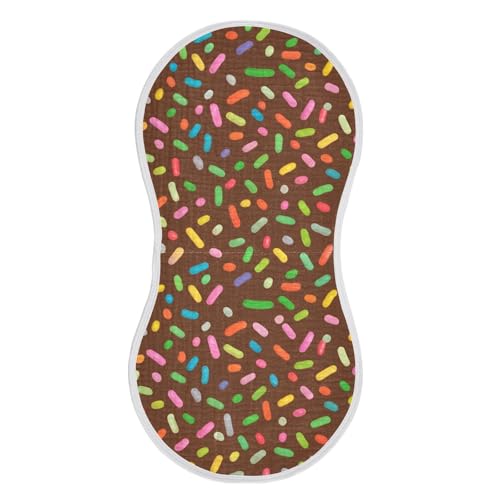 Candy Sprinkles Scattered- Muslin Burp Cloths 22x11 Inch - 4-Layer Organic Cotton & TPU Waterproof Lining, Absorbent Baby Bibs for Boys/Girls with Hanging Loop