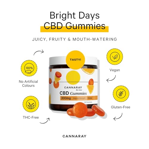 Cannaray Gummies, 300Mg | Regular Strength | Delicious Natural Orange Flavour (30 Gummies) - 3