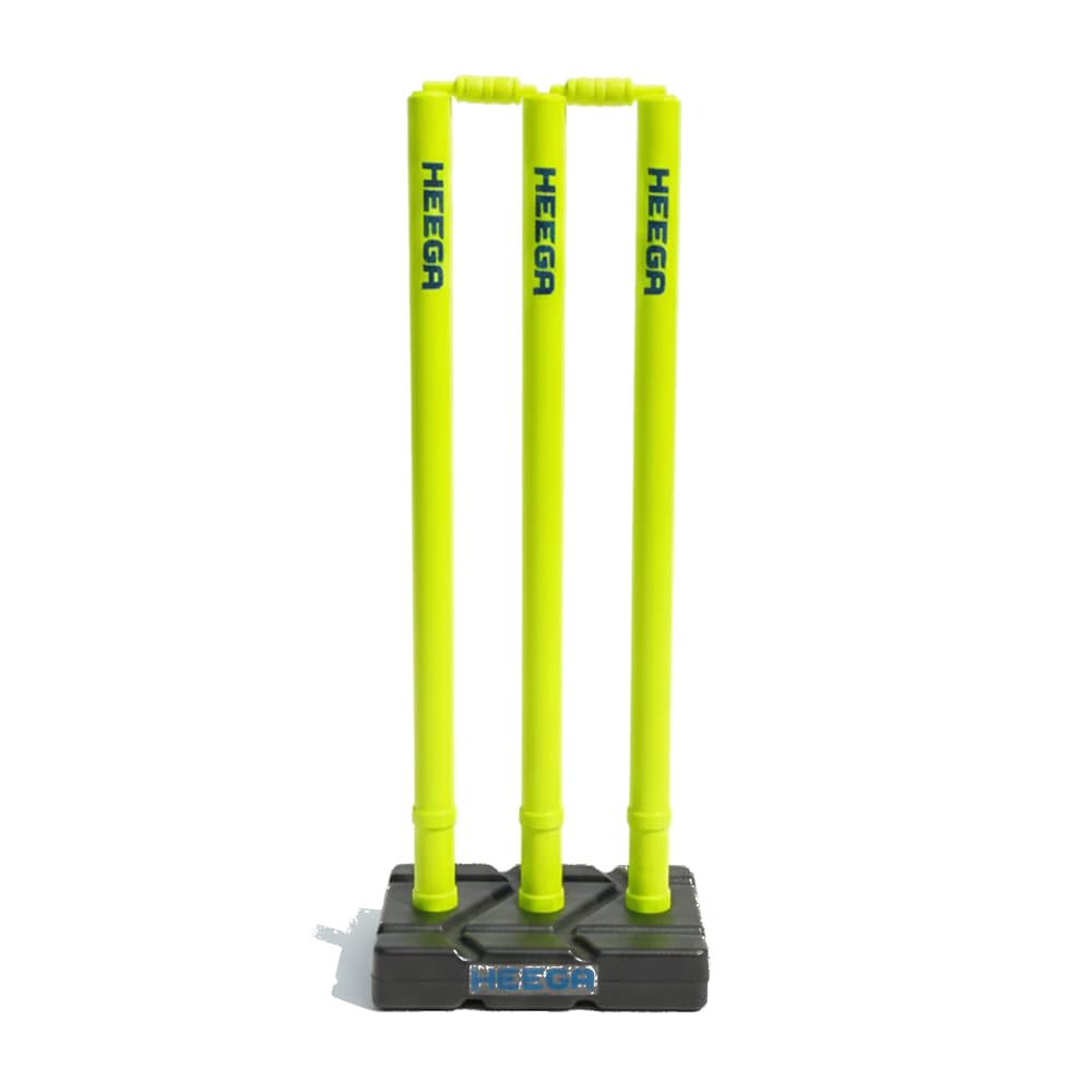 Heega Plastic Cricket Stumps Set with Base & Bails | Durable, Portable & Ideal Wickets for Practice, Match, and Training (Neon Yellow | Black) (1)-image-24