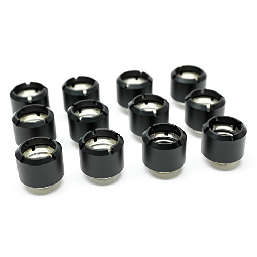Monsoon G1/4 to 1/2 ID, 5/8 OD Hardline Economy V2 Compression Fitting, Matte Black, 12-Pack