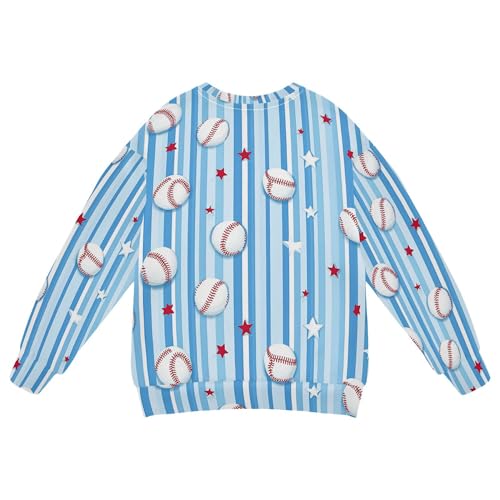 JUNZAN Blue Baseball Stripes Little Boys Pullover Hoodie Crewneck Hoodie for Boys Sports 4T2