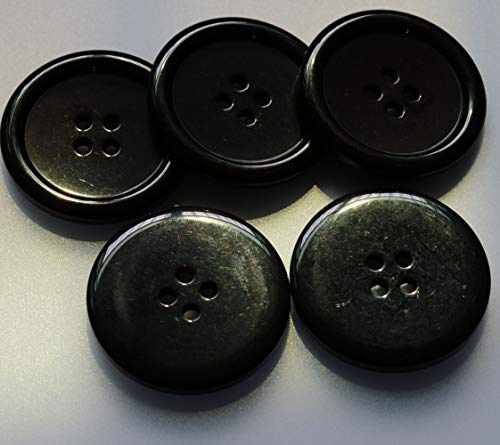 Lyracces Wholesale Lots 7Pcs Extra Large Big Sewing Fasteners Flatback Resin Buttons 50Mm 1.97 Inches (Black) #TOP5