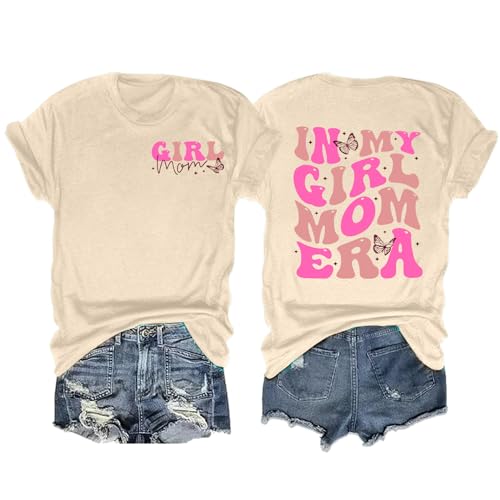 in My Mom Era Shirt Women Mama T-Shirt Letter Printed Mothers Day Tshirt Gift Mom Life Tee Casual Tops White