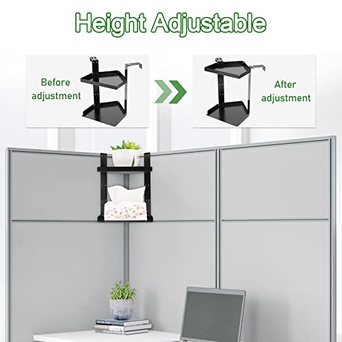 Olpchee Office Cubicle Shelf Cubicle Storage Organizer Cubicle Accessories Height Adjustable Cubicle Corner Shelf With Adjustable Hooks (Black, Double Layer) #TOP5
