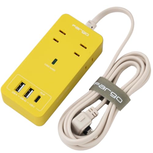 Fargo 電源タップ SATI COLOR CORD USB PD30W TYPE-C TYPE-A AC4個口 1.8m 全9色 (イエロー)のサムネイル