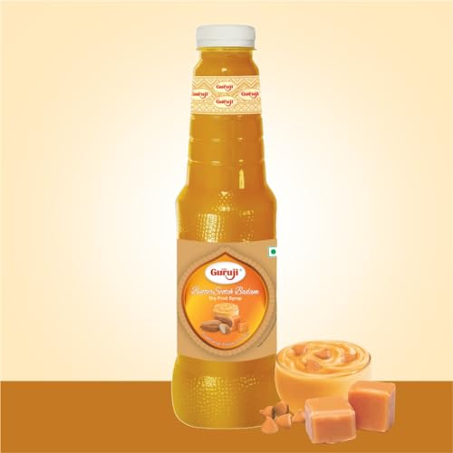 Image of Shree Guruji Butter Scotch Badam Milk Beverage 1 Litre | Refreshing Summer Drink Syrup with Almond Flavor | Traditional Sharbat for Milk, Falooda & Desserts