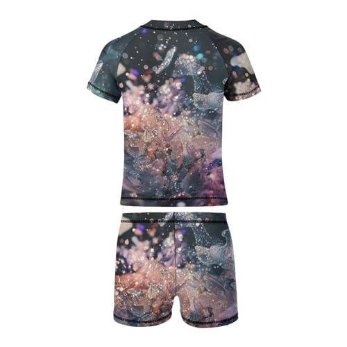 Purple Glittery SparklesChildren's Casual Swimsuit Set - Simple and Versatile3