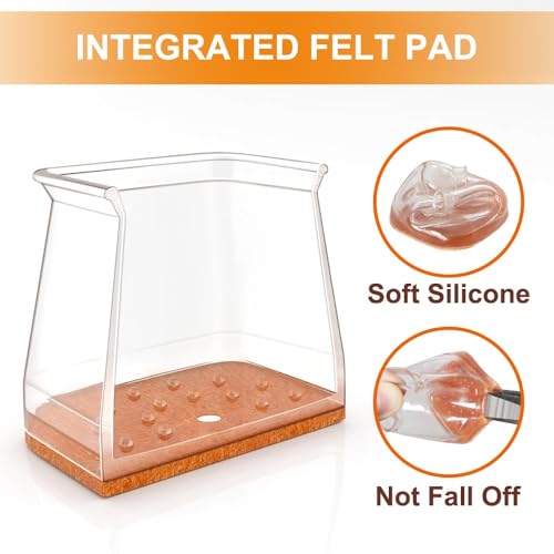 Image of 16 Pcs Chair Leg Protector, Furniture Leg Caps Silicone, Silicone Covers to Protect Wood Tile Floors Felt Pads Furniture Leg Caps Anti-Scratch Reduce Noise (Fit:1-1 /16 inch to 1-5 /8 inch)