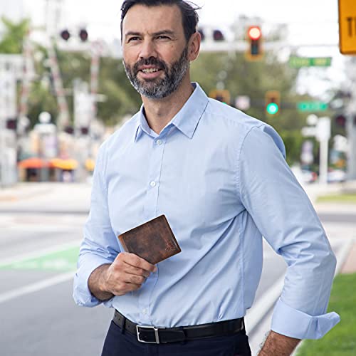 Men's Leather Wallet with RFID Blocking 2 ID Windows in Full Grain Crazy Horse Leather4