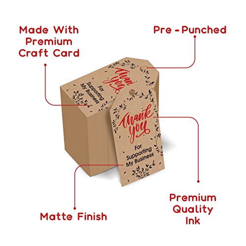 Image of Clickedin - Thank You Brown Tags for Packaging with String 50 Pieces
