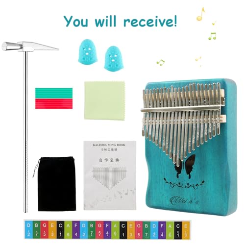 Image of ELEPHANTBOAT Kalimba 21 Keys Thumb Piano with Note Sticker, Tune Hammer, Carry Bag, Gift Kalimba Musical Instruments for Kids Adults