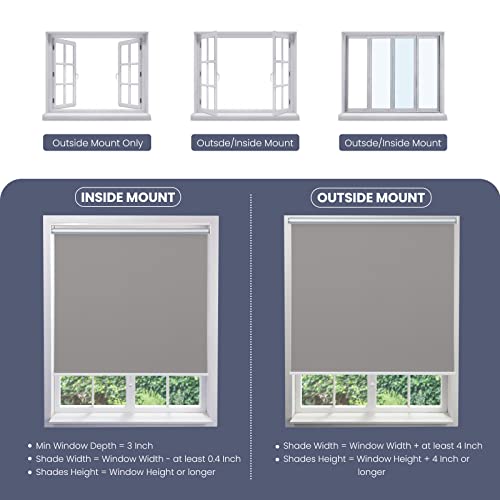 100% Blackout Fabric Shades Cordless Roller Shades For Windows, Window Blinds And Shades For Home And Office, Thermal Insulated, Uv Protection, Grey, 34" W X 72" H #TOP4