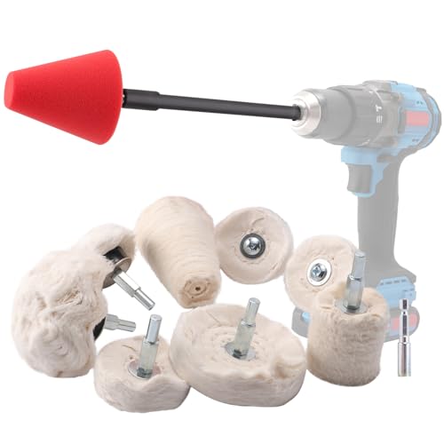 Disco lucidante per trapano, SPTA 8Pcs rotella di lucidatura di Panno di cotone di cera Di Lucidatura Cotton Mop Rotella Rilievo Per Auto, Alluminio, Gioielli, Chrome, Ceramica, Acciaio Inossidabile